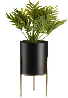 Produktbild von Blumenständer Metall mit Abdeckung, Loft, Gold Schwarz, Rund, 20 cm