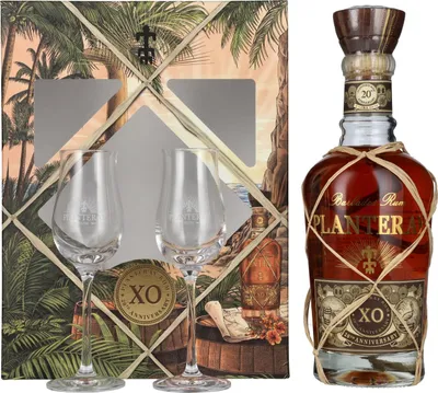 Produktbild von Planteray Barbados XO Extra Old 20th Anniversary - Rum-Set + 2 Gläser