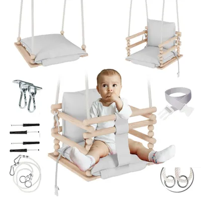 Image de MAMOI® Balançoire bébé, Balançoire Indoor et Outdoor, Balançoire en bois pour bébé et enfants, Balançoire pour enfants, Balançoires en bois, Balançoire pour enfants en bas âge