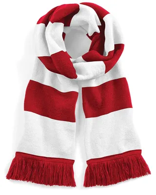 Image de Écharpe unie Beechfield, rayée, pour adultes FK1554 (taille unique) (rouge/blanc)