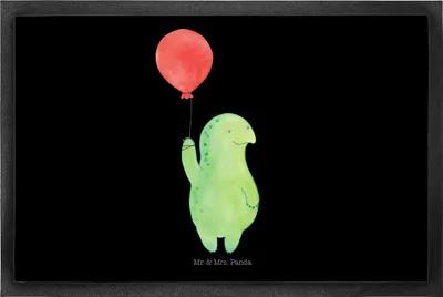 Produktbild von Mr. & Mrs. Panda fußmatte Schildkröte Luftballon 60 x 90 cm - Schwarz - Geschenk, Jahrmarkt, Motivationsspruch, Schmutzmatte, Motivation, Schildkröten, Schmutzfangmatte