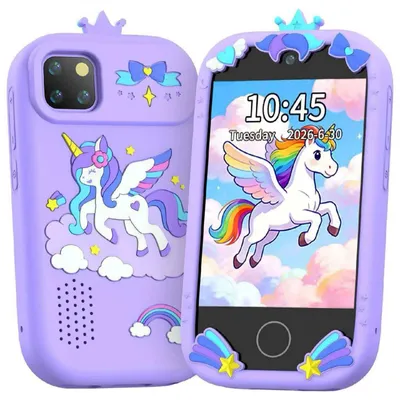 Produktbild von ZELURXX Kinderkamera mit 3,5-Zoll-Touchscreen, Dual-Kamera, 32-GB-Speicherkarte, 18 Spielen, Kartenleser und Umhängeband, Lila