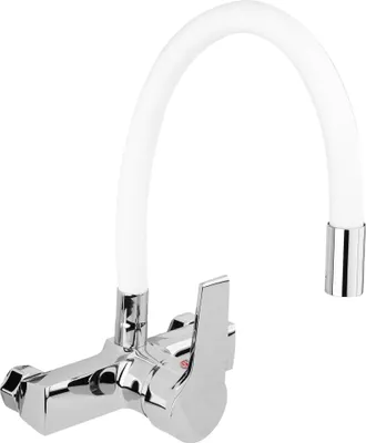 Produktbild von Küchenarmatur, Wandarmatur flexible, weiß, Wasserhahn, Spültischarmatur, Mischbatterie
