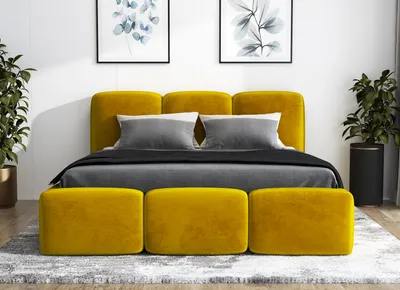 Produktbild von Polsterbett  STERN-OM 160x200 cm mit Bettkasten und Lattenrost. Farbe: Gold.