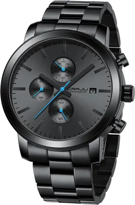 Produktbild von Herren Uhr Chronographen EdelstahlBand Männer Uhren Wasserdicht Armbanduhr Business Schwarz Stoppuhr mit Datum Analog Quarzuhren