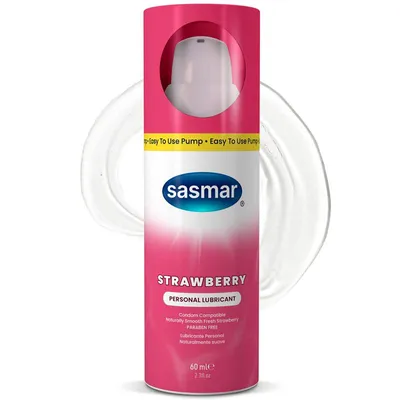 Imagen del producto de SASMAR Gel Lubricante Íntimo de Fresa 60 ml – A Base de Agua con Sabor Afrutado a Fresa