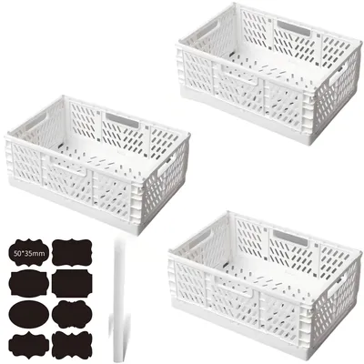 Produktbild von Set aus 3 weißen faltbaren Aufbewahrungsboxen für Zuhause und Büro