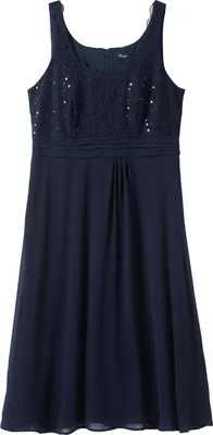 Produktbild von sheego Damen Große Größen Abendkleid mit Spitze und Pailletten Partymode feminin Rundhals-Ausschnitt Pailletten