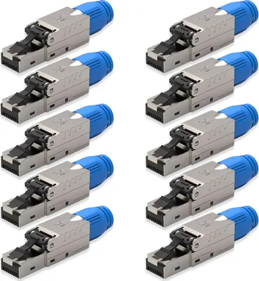 Produktbild von NEXMEX 10x Netzwerkstecker Cat 8 CAT8.1 RJ45 Stecker Werkzeuglos Metall 40Gbps
