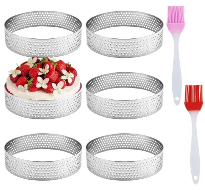 6 Dessertringe Ø 8 cm, Edelstahl, perforiert, Backringe