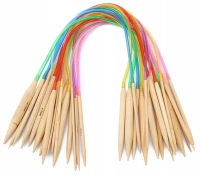 Produktbild von Craft Rundstricknadeln Set – 18 Stück 80cm – Bambus Stricknadeln mit Seil – Perfekt für Wolle, Handarbeiten & DIY-Projekte