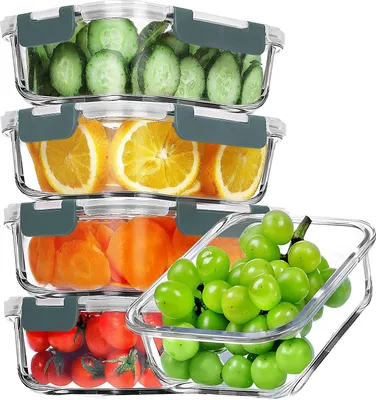 Produktbild von Glas Lunchcontainer Set - 5 Stück - Luftdicht - Borosilikatglas
