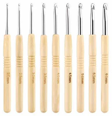 Häkelnadel-Set 9-tlg. Bambus 2–6 mm mit Aluspitze