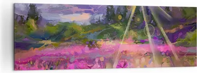 Produktbild von Bild auf Leinwand - Leinwandbild - Berge Blumen Blumen - 160x50cm - Wand Bild - Wanddeko - Leinwanddruck - Bilder - Kunstdruck - Wanddekoration - Leinwand bilder - Wandkunst - AB160x50-4029