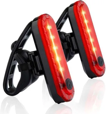 Imagen del producto de Luces traseras para bicicletas - 2 unidades - Visibilidad de 240 grados / Recargables por USB - Luces rojas para bicicletas