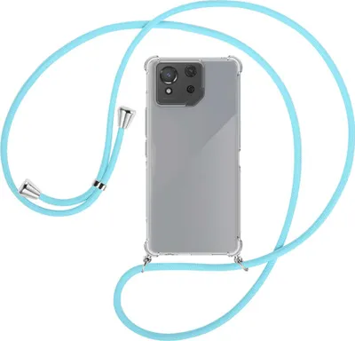 Produktbild von Handykette Backcover-Schutzhülle mit Band (Metall silberfarben) für Asus ROG Phone 8 - himmelblau