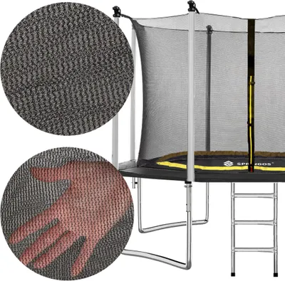 Obrázok produktu pre Záhradná trampolína s vnútornou sieťou 365 cm 8 stĺpikov Kompletná súprava s rohožou na skákanie Ochranný kryt Rebríkové stĺpiky Pružiny