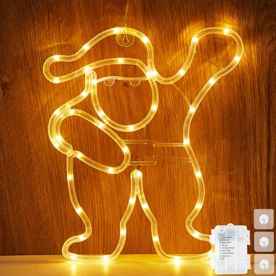 Obrázek produktu pro Led okenní dekorace Vánoce Otec Vánoc Osvětlené závěsné okenní světla Baterie Okenní světlo Okenní světelná dekorace