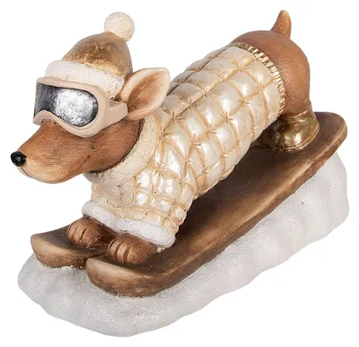 Immagine prodotto di Clayre & Eef Decorazione natalizia a forma di cane 50x23x29 cm Vetroceramica marrone
