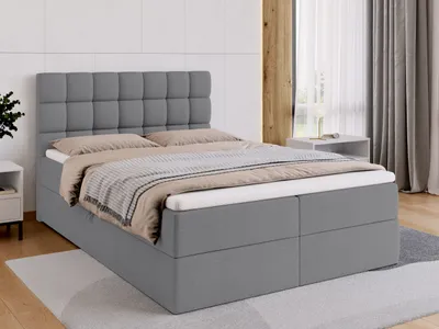 Produktbild von BroMARKT Boxspringbett DAKOTA mit 2 Bettkasten, Bonell-Matratze, Polsterbett, Bett (Grau, Malmo 90, 140 x 200 cm)