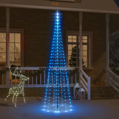 Productafbeelding van De Living Store LED-kerstboom voor vlaggenmast, blauw, met 310 LED's, 300 cm