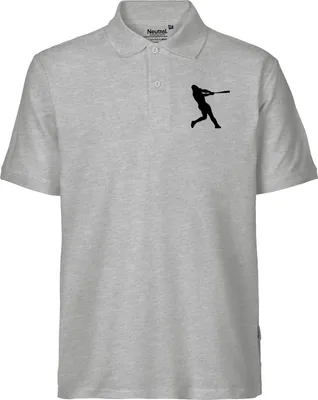 Produktbild von Huuraa Herren Polo Shirt Baseball Silhouette L Sport Grey Bio Baumwolle Fairtrade Poloshirt Geschenkidee
