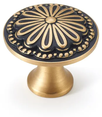 Image de Kastknoppen - Motifs floraux vintage - Noir et or - Lot de 2