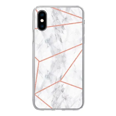 Produktbild von MuchoWow® Handyhülle Schutzhülle Hülle für iPhone X Marmor - Roségold - Weiß Silikon Softcase Handy Hülle - Handyhülle