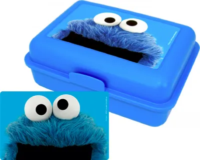 Produktbild von Sesamstraße Brotdose - Krümelmonster Lunchbox Butterbrotdose mit Trennwand Cookie Monster Blau