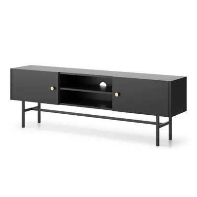 Produktbild von BEAUTYSOFA | TV-Schrank DALIA 155cm Schwarz, TV Lowboard mit 2 Türen und offenem Regal, Fernseherschrank, Wohnzimmerschränke, Modernes TV-Board