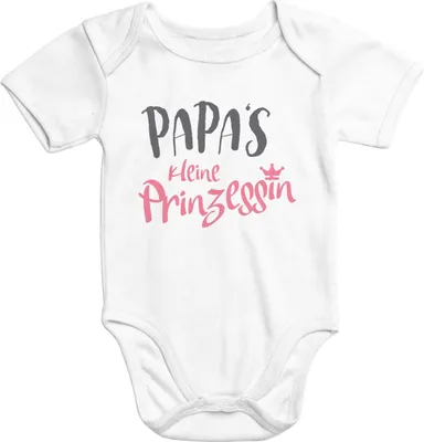 Produktbild von Kurzarm Baby Body Papas kleine Prinzessin Onesie Mädchen Moonworks® weiß 0-3 Monate