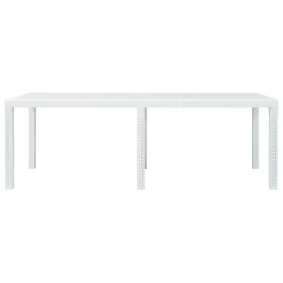 Produktbild von vidaXL Zahradní stůl bílý 220x90x72 cm plastový ratanový vzhled