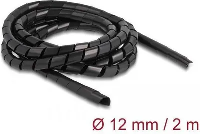 Productafbeelding van Delock spiraalslang, flexibel, 2 meter x 12 mm, zwart