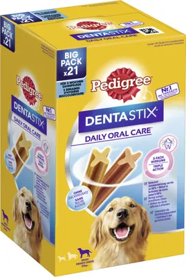 Produktbild von PEDIGREE® DENTASTIX™ Daily Oral Care Karton Multipack große Hunde >25kg 3 x 7 Stück
