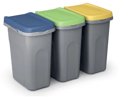 Immagine prodotto di CASARIA® 3x Cestino per Rifiuti Cucina 25L Set Coperchi Colorati Tenuta Odori Bidone in Plastica 39x24cm Raccolta Differenziata