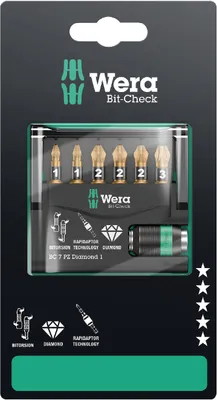 Produktbild von Wera - Bit-Sortiment, Bit-Check 7 PZ Diamond 1 SB, 7-teilig; 5073534001