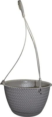 Produktbild von Beige Blumentopf Hängetopf mit Untersetzer Blumenampel Rattan Optik SPLOFY
