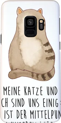 Produktbild von Mr. & Mrs. Panda Samsung Galaxy S9 Handyhülle Katze Sitzen - Weiß - Geschenk, Herz, Hülle, Cat, Cover, Liebe, Cats, Handy Schutzhülle, Smartphone
