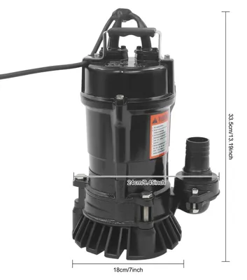 Image de Pompe submersible pour eaux usées - Pompe pour eaux fécales et eaux usées - Puissance 550 W - Tension 220 V - Auto-amorçante - Pour l'irrigation et le drainage - Noir