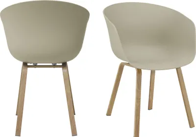Produktbild von SalesFever Esszimmerstuhl 2er Set | Sitzschale Kunststoff | Metallbeine in Holzoptik | B 54,5 x T 54,5 x H 78 cm | grau