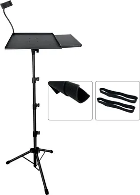 Image de Support au sol pour projecteur, support de transmission en direct de partitions de musique, support au sol réglable en hauteur de 1,6 m + pince pour tuyau de téléphone portable + support de souris