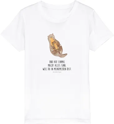 Produktbild von Mr. & Mrs. Panda Kleinkinder T-Shirt Otter Kind 3-4 Jahre (98/104) - Weiß - Geschenk, Kinder Baumwoll, Mama, Teenager, Öko, Organic, Geburt, Kindershirt, Mutter, Baby