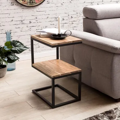 Produktbild von Beistelltisch >AKOLA< in Akazie, Massivholz - 45x60x30cm (BxHxT)