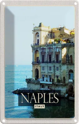 Produktbild von vianmo Blechschild 18x12 cm Naples Italy Neapel Panorama Meer Bildmotiv Reisemotiv Abenteuer Reisen Urlaub