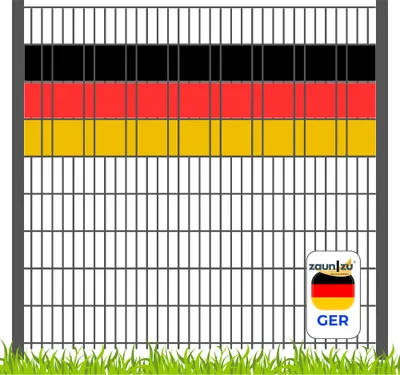 Produktbild von zaun|zu Sichtschutzstreifen Deutschland Landesfarben-Set für Doppelstabmattenzaun Volle Streifenbreite