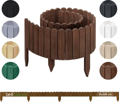 Zdjęcie produktu dla be4nature Elastyczna drewniana obramowanie rabat 10 x 200 cm Ciemnobrązowa Impregnowana rollborder – obramowanie rabat i krawędzi trawnika