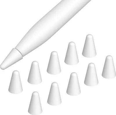 Produktbild von 10 Stück Spitzen Abdeckung Kompatibel mit Apple Pencil 1/2, rutschfeste Schreibfedern Stift Stylus iPencil Spitze Kappe, Silikon Tips Schutzhülle Zubehör für iPad Pencil, Weiß