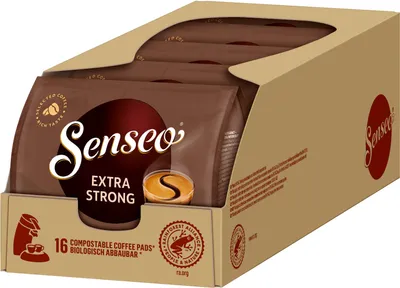 Produktbild von Senseo Kaffeepads Extra Kräftig / Extra Strong, Intensiver und Vollmundiger Geschmack, Kaffee, neues Design, 5er Pack, 5 x 16 Pads