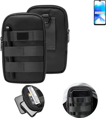 Produktbild von K-S-Trade Holster Gürtel Tasche kompatibel mit Blackview A80s Handy Tasche Schutz Hülle dunkel-grau viele Fächer, 1x