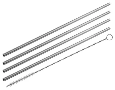 Image de Lot de 4 pailles en inox avec goupillon 24 cm Fackelmann Bar Concept